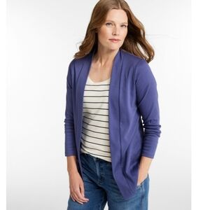 -LL Bean green supima cotton open front cardigan with pockets